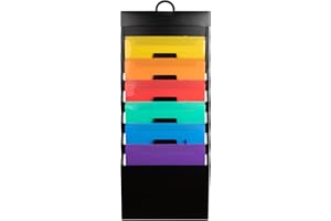 MOONSING Hanging File Organizer, 6 Colored Magazine Storage Pockets Chart, Letter-Sized Cascading Wall Organizer Holder for Teacher, Office, Classroom, School Organisation