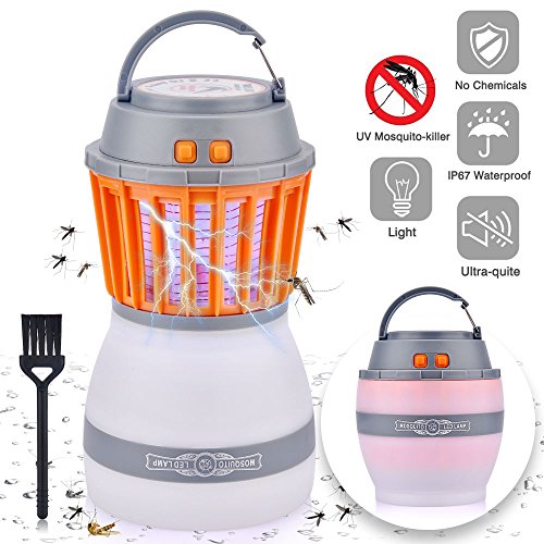 BASEIN Lámpara Camping Antimosquitos Linterna, lámpara de Asesino del Mosquito al Aire Libre Portátil 2 en 1 Noche Lámpara LED Zapper Mosquito Recargable Impermeable para Acampar