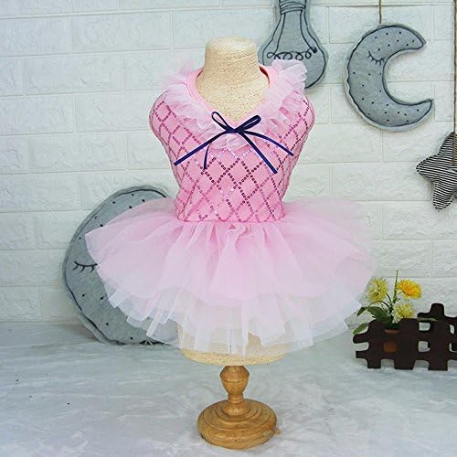 Pet Online Pet dress summer small dog pet dog cute yarn sequins skirt, pink, XXL