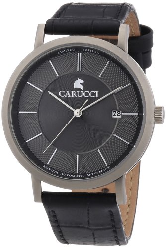 Carucci Watches Herren-Armbanduhr XL Analog Automatik Leder CA2192GR