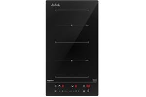 magicplux plaque de cuisson à induction, plaque de cuisson à induction encastrable 2 plaques avec zone flex, 9 niveaux de puissance, sécurité enfants et minuterie, commande à glissière, 3500W