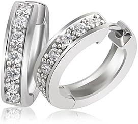 Goldmaid Damen-Creolen Ohrringe 925 Sterling Silber 14 funkelnde Zirkonia Ohr-Schmuck