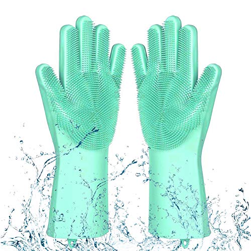 YENISEY Multifuncional Guantes de Silicona Mágicos - Guantes para Lavar Platos con Cepillo Limpieza de Lavado Resistente al Calor Reutilizable para Lavado de Autos Pet Hair Care Resistente al Calor
