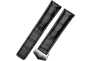 FOUUA pasek do zegarka, czarny, brązowy, skórzany pasek do zegarka, 19 mm, 20 mm, 22 mm, kompatybilny z zegarkami Tag Heuer