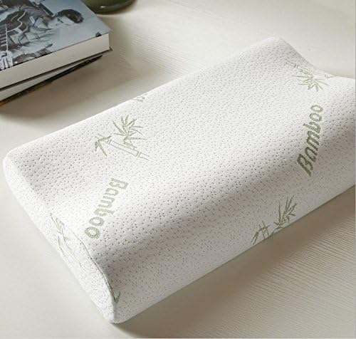 Memory Foam Pillow Fiber Pillows Bamboo Pillow Neck Pillow Memory Foam Fiber Orthopaedic Tempur Comfort, Memory Flake, Hypoallergenic, Relieves Neck Pain, Snoring, Migraines, For Asthma &amp; Allergy Relief plus zipped washable cover (white)