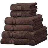 Linens Limited Supreme - Juego de toallas (6 piezas, 100 % algodón egipcio, 500 g/m2), color marrón