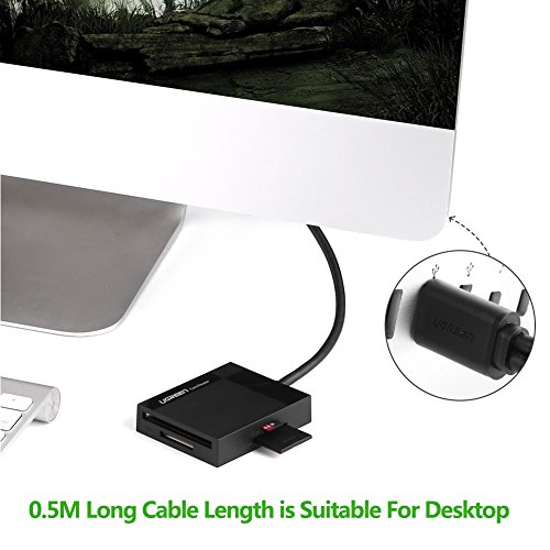 UGREEN USB 3 0 Lector de Tarjeta M  ltiple Leer Simult  neamente 4 en 1 con OTG 5 Gbps  para Tarjetas TF SD SDXC SDHC MMC CFI Ultra II CF Extreme CF MS  Compatible con Windows10  8 7  XP  iMac y Linux