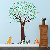 Decowall DML-1312 Großer Baum mit Tierfreunden Wandsticker Wandaufkleber Wandtattoo Kinderzimmer - 3