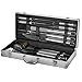 Produktbild Rostfreier Stahl BBQ Grill Zubehör: 10 Stück Utensil Werkzeug Set Für Indoor Outdoor Kochen - Enthält Spatel, Zangen, Pinsel & Schnitzmesser - Das perfekte Geschenk