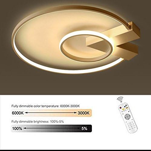 SJUN Modern LED Round Ceiling Lamp Minimalist 2 Flammig Ceiling Lamp Remote Control Stepless Dimmable Bedroom Lamp White Acrylic Screen Ceiling Lamp Aluminum Frame Design Living Room Lamp [Energy Class A ++] ( Color : Ø50CM-LED-38W )