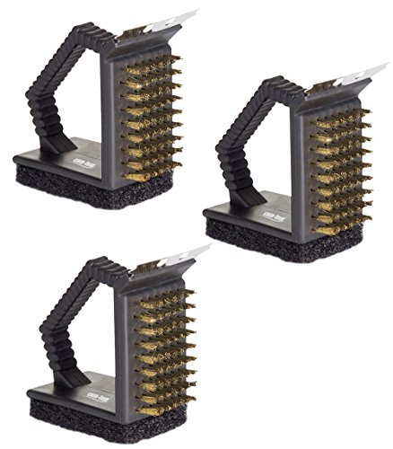 COM-FOUR® 3 in 1 Grillreinigungsbürste mit 3 Funktionen - Einfache und schnelle Reinigung Ihres Grills (3er Set Grillbürste)