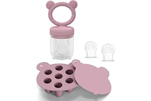 ZUFIO Silicone Baby Fruit Food Feeder Pacifier & Breastmilk Popsicle Freezer Molds, Baby Food Storage Containers Breast Milk Ice Cubes for Baby Teething & Infant Self Feeding Blue (Purple)