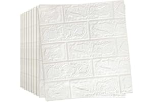 Snewvie White 60 PCS Peel and Stick Wall Panels Self Adhesive 3D Grid Brick Wall Panels 38X35cm 3D Waterproof PE Foam Removable DIY Ceiling Covering for Home/Office Decoration