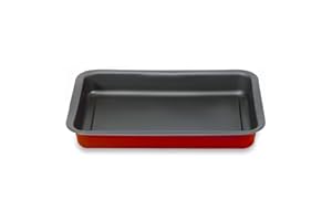 EUROXANTY Rustidera per forno | Teglia da forno | Stampo per dolci | antiaderente | finitura rossa e interna nera | 37 x 27,5 x 6 cm |