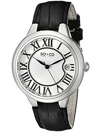 So y de Nueva York Madison Co para mujer reloj infantil de cuarzo con plateado esfera analógica y negro correa de piel 5052l, 1