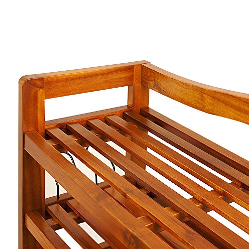 Schuhregal Schuhschrank Regal Schuhständer Schuhablage 5 Etagen Akazie Hartholz Kolonialstil Schuhhaken - 3