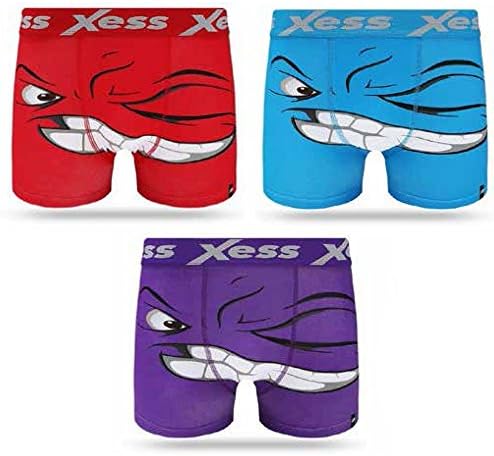 3X Angies Xess Mens Novelty Boxer Shorts Mens Funny Cartoon Character Boxer Shorts Expression (X Large)