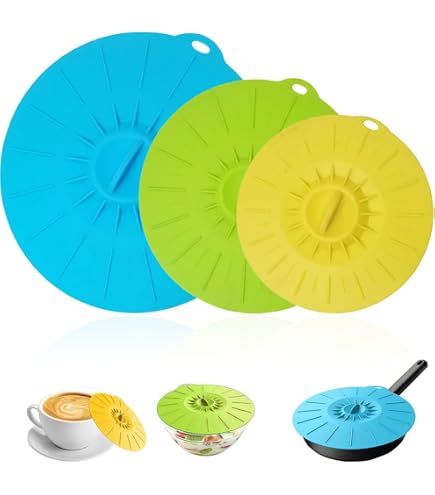 Set Di 5 Coperchi In Silicone Con Ganci Per Pentole E Piatti - Misure 10-25 Cm, Sigillanti, Riutilizzabili, Lavabili Per Freschezza Alimenti