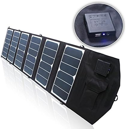 Foldable Solar Charger, 40W Portable Solar Power Bank with 2 Input Ports, 19V output,SOS Flashlight External Battery for iPhone/Android, for use with Phones, Tablets and Camping Travel mobile power , black