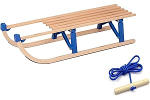 Colint Vt-Sport Klappschlitten Davos Mit Kunststoffbrücken Faltschlitten, Holz/Blau, 100 cm