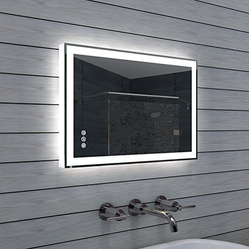 Design Badezimmerspiegel mit Dimmer, Warm- und Kaltweiß und Touchschalter 40 x 60 cm - 6