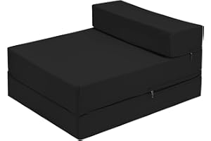MAXUS SPORTS Z Bed Deluxe Futon Fold Out Sofa For Adults Kids Children Single Folding Mattress Sleepover Chair Living Room Bedroom Toddler Furniture Lightweight and Comfy (black)