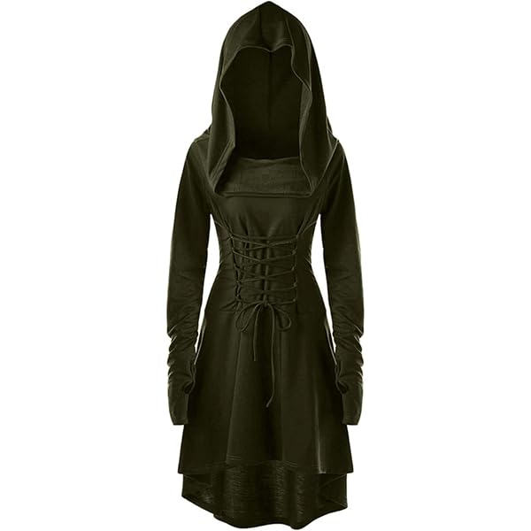 Robe à Capuche Médiévale Taeyue – Costume Halloween, Cosplay, Carnaval (noir, Avec Accessoires)