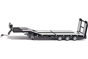 siku 6744, Remorque Surbaissée à 3 Essieux, Nooteboom Eurotrailer, 1:32, noir/argenté, métal/plastique, Rampe de chargement électronique, 4 LED à l'arrière