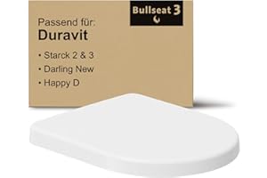 Bullseat® WC Sitz passend zu Duravit Starck 2/3 mit Absenkautomatik/Softclose, abnehmbar, Antibakteriell, Quick-Release Toilettendeckel weiß überlappend Klobrille hochwertiges Duroplast