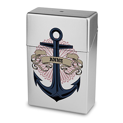 Preisvergleich Produktbild Zigarettenbox mit Namen Anne - Personalisierte Hülle mit Design Anker - Zigarettenetui, Zigarettenschachtel, Kunststoffbox