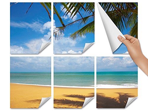 Fliesenaufkleber Fliesenbild Strand mit Meerblick für Badezimmer (Fliesenmaß:15x15cm(BxH)//Bildformat:90x60cm(BxH)) - 2