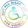 Not All Disabilities Are Visible Car Decal Sticker - Black, White, Multicolored - Disability Awareness Vinyl Sticker for Cars, Laptops, and Windows (Multicoloured)