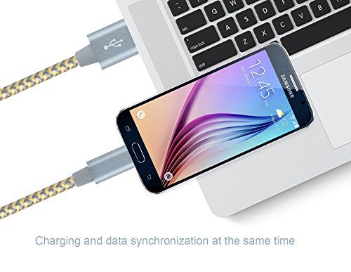 Flashstye 3Pack 1M 2M 3M Micro USB Cable Ultra Strong and Durable Nylon Braided Android Phone Charger Wire Quick Syncing and Charging USB Cord for Android Device, Samsung Galaxy, TCL, Sony, Nexus, Motorola, Sprint and More.(Gold Gray) - 4