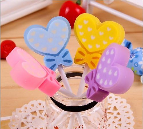Realistic round and flat lollipop love erasers 6pcs random delivery