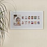 First year memories photo frame – Mein erstes Jahr Baby- Bilderrahmen für die ersten 12 Monate, Holz-Rahmen mit Glasscheibe und Passepartout - 3
