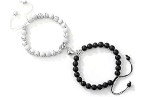 Branets Bracelets magnétiques pour couple - Agate mate - Bracelets assortis - Voeux d'amour éternel - Bijoux pour homme et femme
