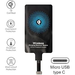 QI-CERTIFIED] RECEPTOR ADAPTADOR RECARGA INALÁMBRICA 1000MAH CARGA RÁPIDA compatible con QI para MICRO USB TYPE-C
