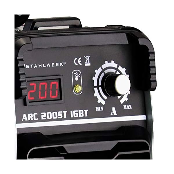 STAHLWERK ARC 200 ST IGBT - Schweißgerät DC MMA/E-Hand Welder mit echten 200 Ampere sehr kompakt, weiß, 5 Jahre Herstellergarantie – Bild 3