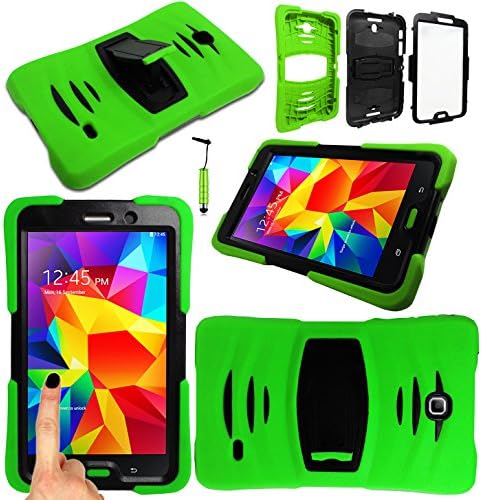 Magic Global Gadgets - Green Ultra Shockwave Military Extreme Dual Grade Case Cover For Samsung Galaxy Tab 4 8" SM-T330 / T331 / T335 8.0 Inch LTE 3G Wifi Shock Proof Tough Durable Rugged Builder Workman Style With Built In Screen Guard + Mini Stylus