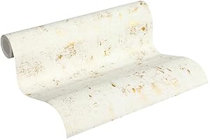 A.S. Création Carta da parati in tessuto non tessuto - vintage in bianco e oro - per diverse stanze - in 10,05 m x 0,53 m