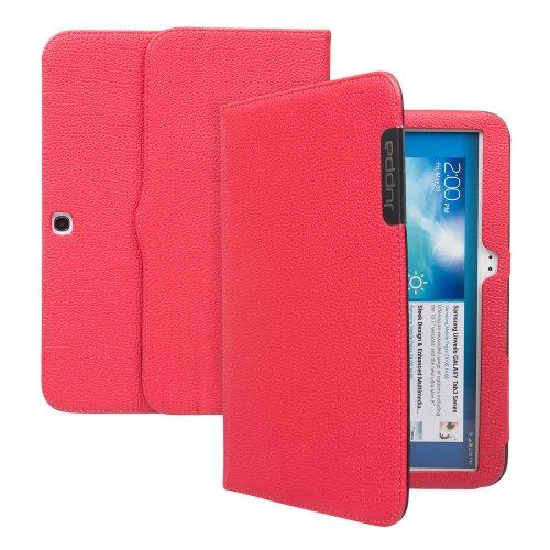Juppa® Executive Leder Hülle Tasche mit Premium Interieur Leder umfasst Ständer Feature, Kartenhalter, Displayschutzfolie, Tragegurt und Eingabestift Kugelschreiber für Samsung Tab 3 10.1 Inch GT P5200 P5210 Tablet (Rot / Red) - 3