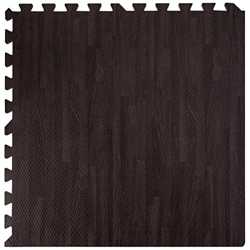 eyepower Puzzlematten-Set in Holz-Optik Laminat-Muster | 4 Bodenmatten 60x60cm mit 8 Abschlussleisten | beliebig erweiterbare Steckmatten | Spielmatte Trainingsmatte Fitness Yoga Judo Schutzmatte Unterlegmatte Bodenauflagen Deko Matte | Dunkelbraun - 7