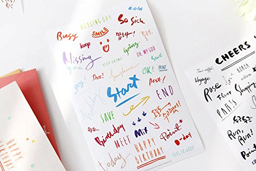 Set von 8 Blatt Deco Craft Wörtern Aufkleber Tagebuch Papier Aufkleber Scrapbooking Geschenk - 3