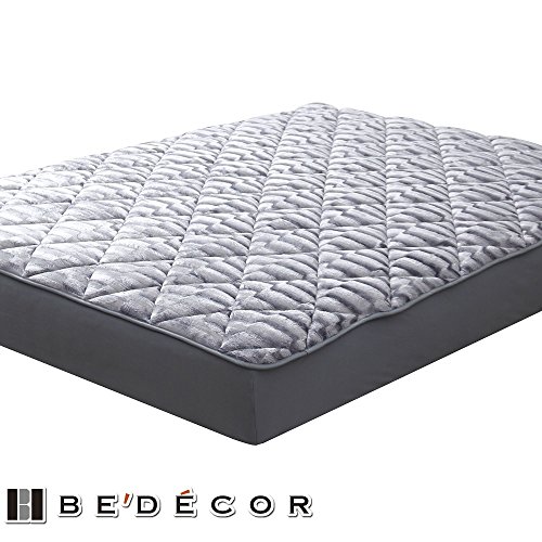 Bedecor Matratzenauflage Weiche, Kurzer Plüsch Matratzen Auflage, 200x200 cm, Grau