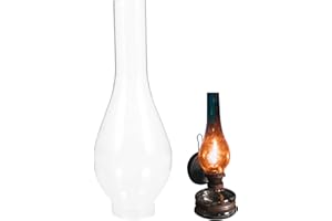 JORZER Glass Chimney for Oil Lamp - 2 Inch Base by 9.7 Inch Tall Clear Globe - Heat-Resistant Replacement Part for Kerosene Style Lamps