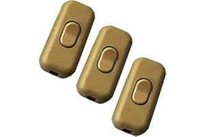 FUCHSWERK 3x Zwischenschalter Schnurschalter - 2-3 polig 6A 250V - Schnurzwischenschalter, Wippschalter, Zuleitungsschalter, Kabelschalter, Schalter | Gold