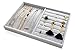PuTwo Jewelry Box Jewelry Organizer Drawer Organizer Lint Jewelry Holder 2 Sections Trays Display - Grey