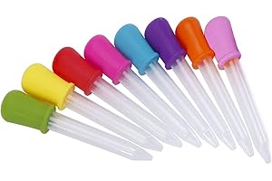 DEOLVEN Jieddey Dropper Pipetten,Liquid Dropper 5 ml 8er Pack Flüssige Tropfer aus Silikon und Kunststoff mit Schuppen Zwiebelspitze Transfer Eyedropper für Süßigkeiten Gummiartig Handwerk Kinder Multicolour
