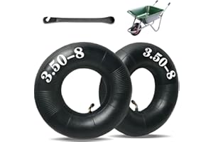 MTLHBCG Lot de 2 chambres à air pour brouette, chambre à air de rechange 3,50-8, pneu de rechange pour roue pneumatique avec une forte capacité de charge, tige de valve incurvée pour brouette, tondeuse