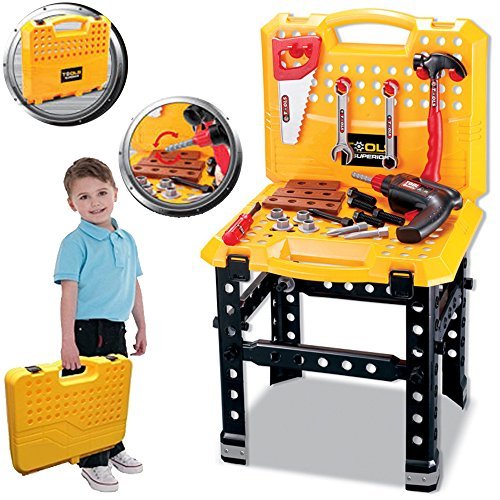 Large 73 Piece Work Bench Tool Set Pretend Play Set (SI-TY1043) w/ Electronic Drill by Lado